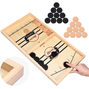 Fast Sling Puck Game,Wooden Hockey Game,Desktop Battle Sling Hockey Table Game